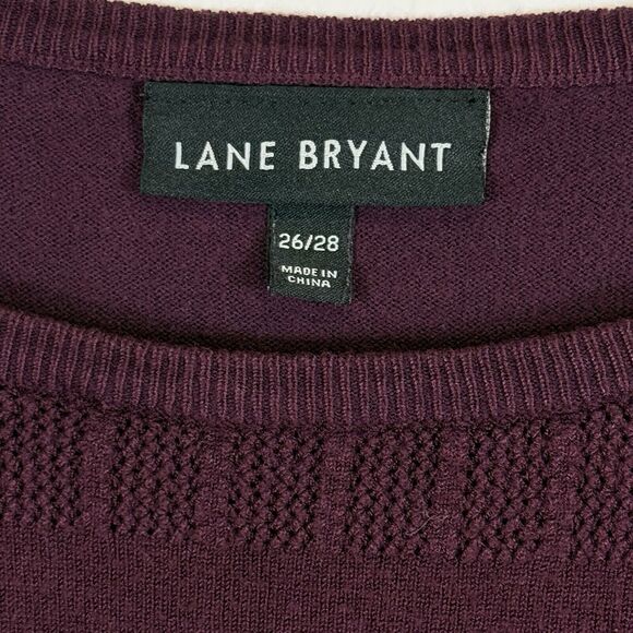 Lane Bryant Burgundy Purple Long‎ Sleeve Side Ruched Knit Sweater Women's 26 28 - Picture 5 of 6